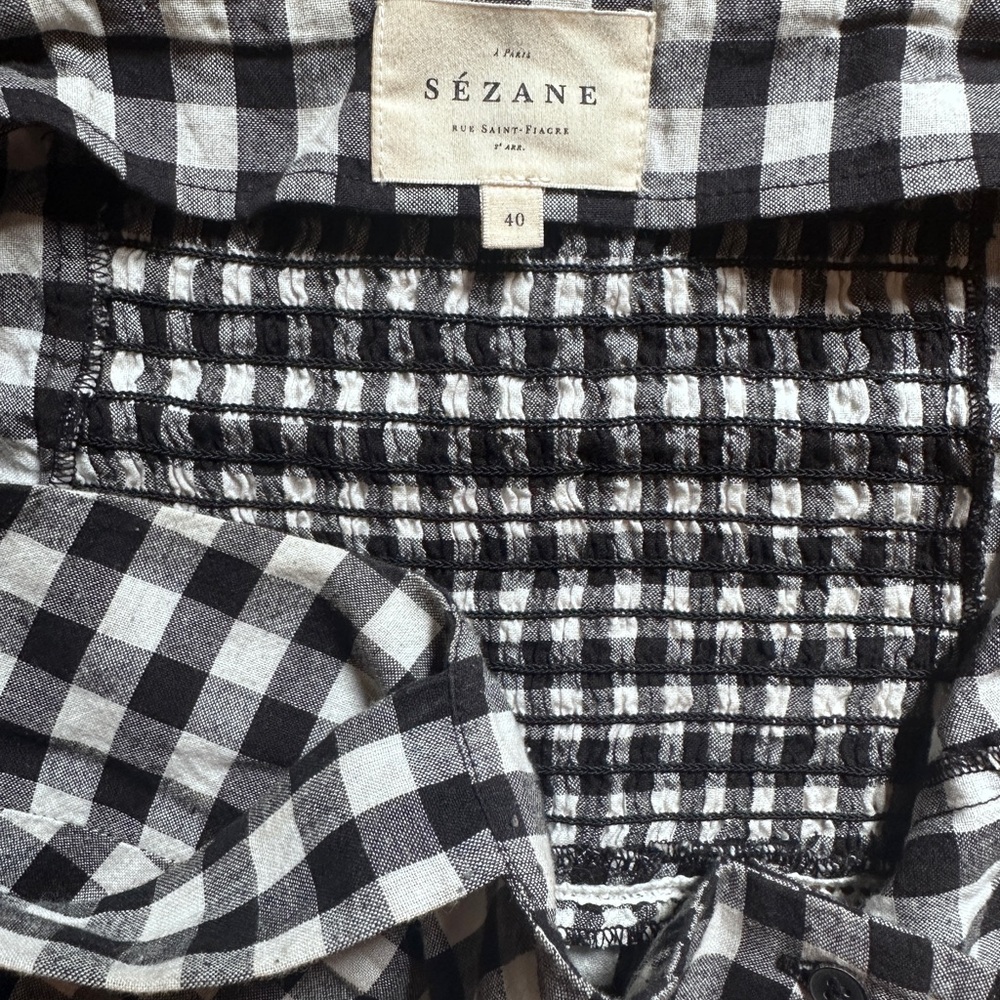 Sezane Laurette Black and White Gingham Blouse - Picture 4 of 4